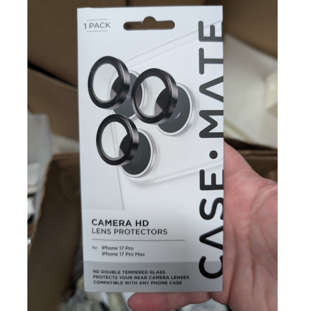 Case-Mate Camera Lens Protector iPhone 17 Pro Max Black NWT HD Tempered Glass